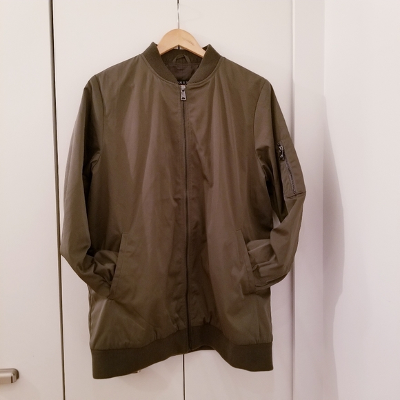 Bernardo | Army Green Long Bomber Jacket Coat - Picture 1 of 8